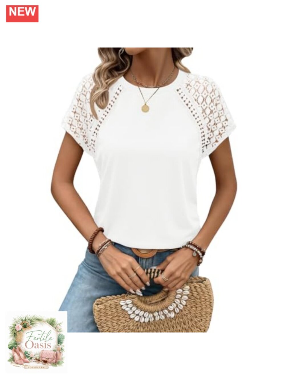 Women's Lace Short Sleeve Crew Neck T-Shirt Polyester Rayon Spandex